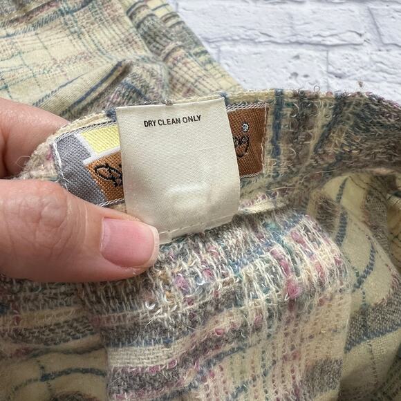 Vintage Diane Von Furstenberg Plaid Skirt Size 14 Wool Blend Beige Pleated Midi - Picture 8 of 8